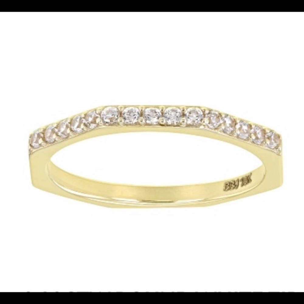 Solid 10K 0.30CTW Round White Zircon Octagonal Ring